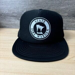 Vintage Minnesota Fire Warnden Hat Cap Snapback Black Trucker *